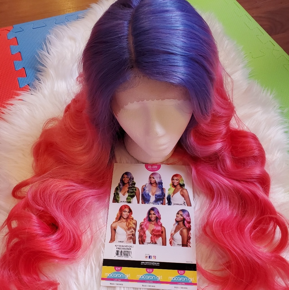 NWT Long Ombre Rainbow Lace Front Wig